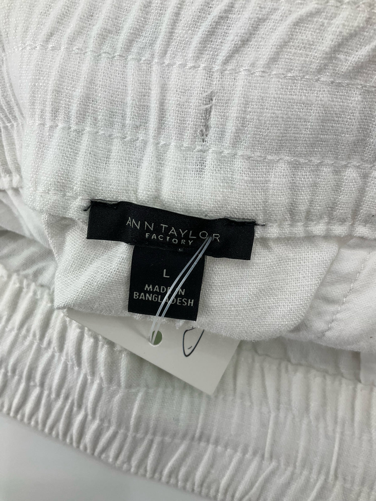 Ann Taylor Factory Linen Blend Drawstring Pull-On Pants White Size Large - ONLINE ONLY