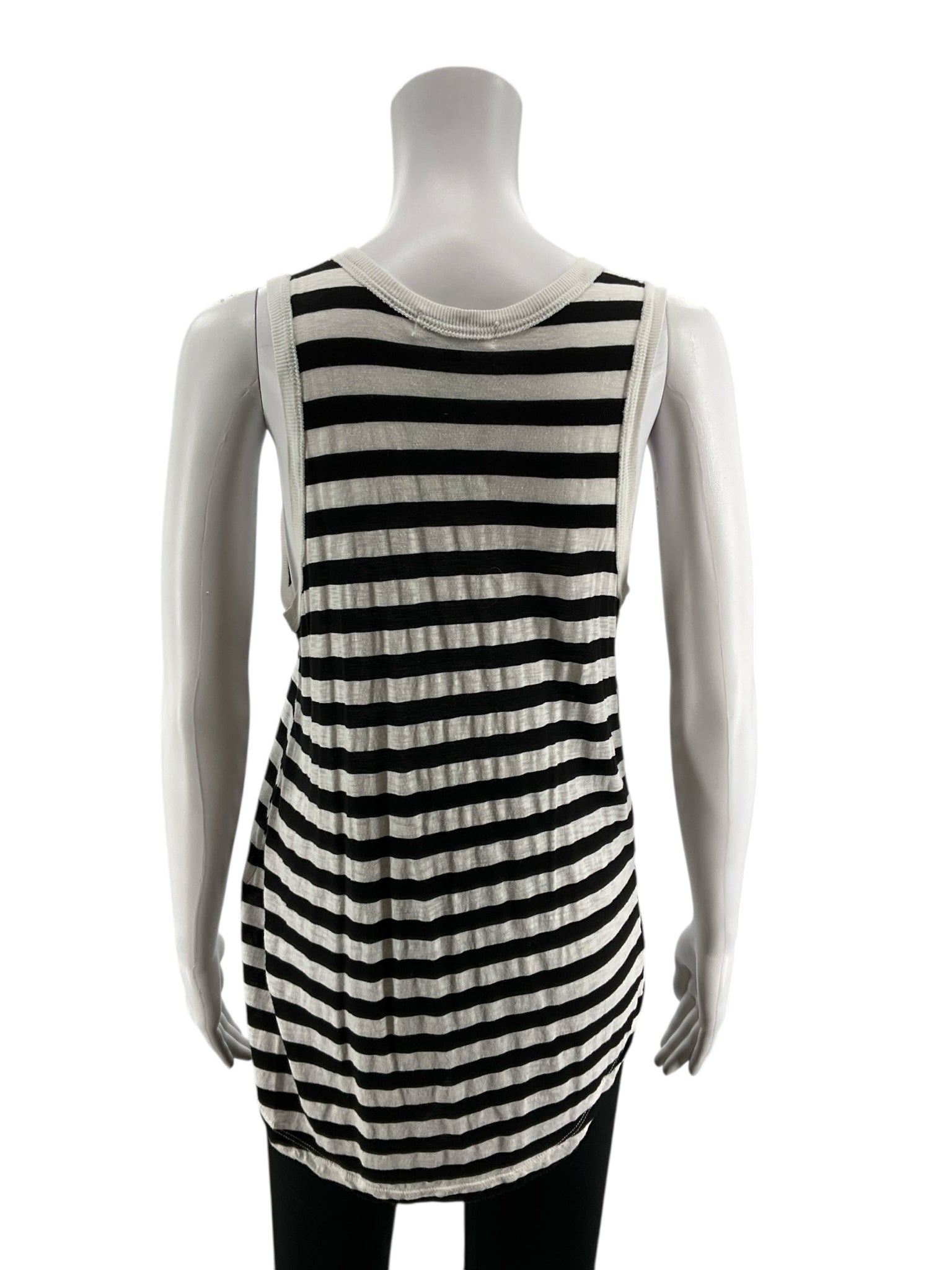 Michael Stars Striped Racerback Tank Top Black White Size Small