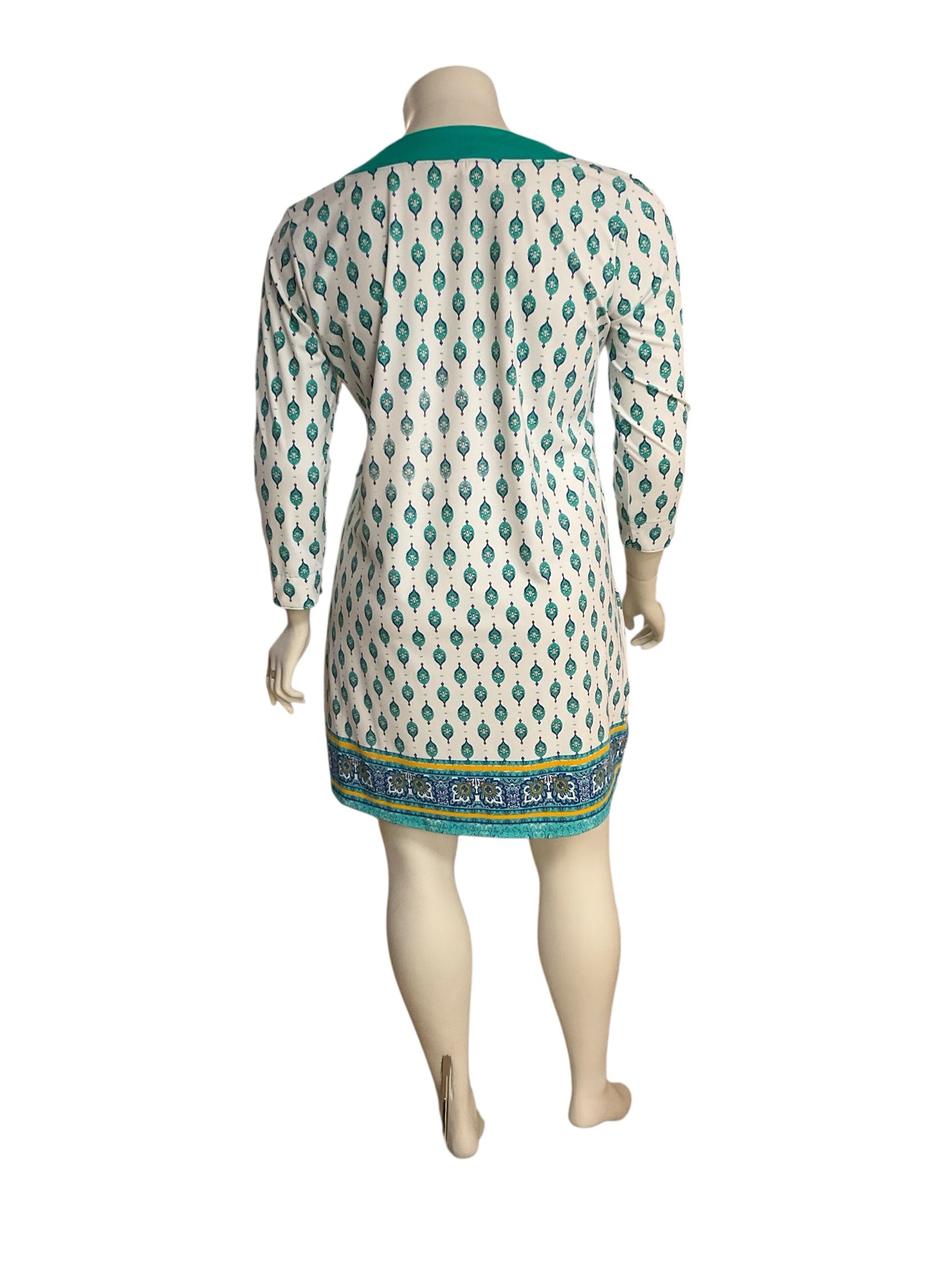 Cabana Life white/turquoise Coverup St. Armands Tunic Dress UPF 50+ Swim Cover-Up Size 2X - Size 2X