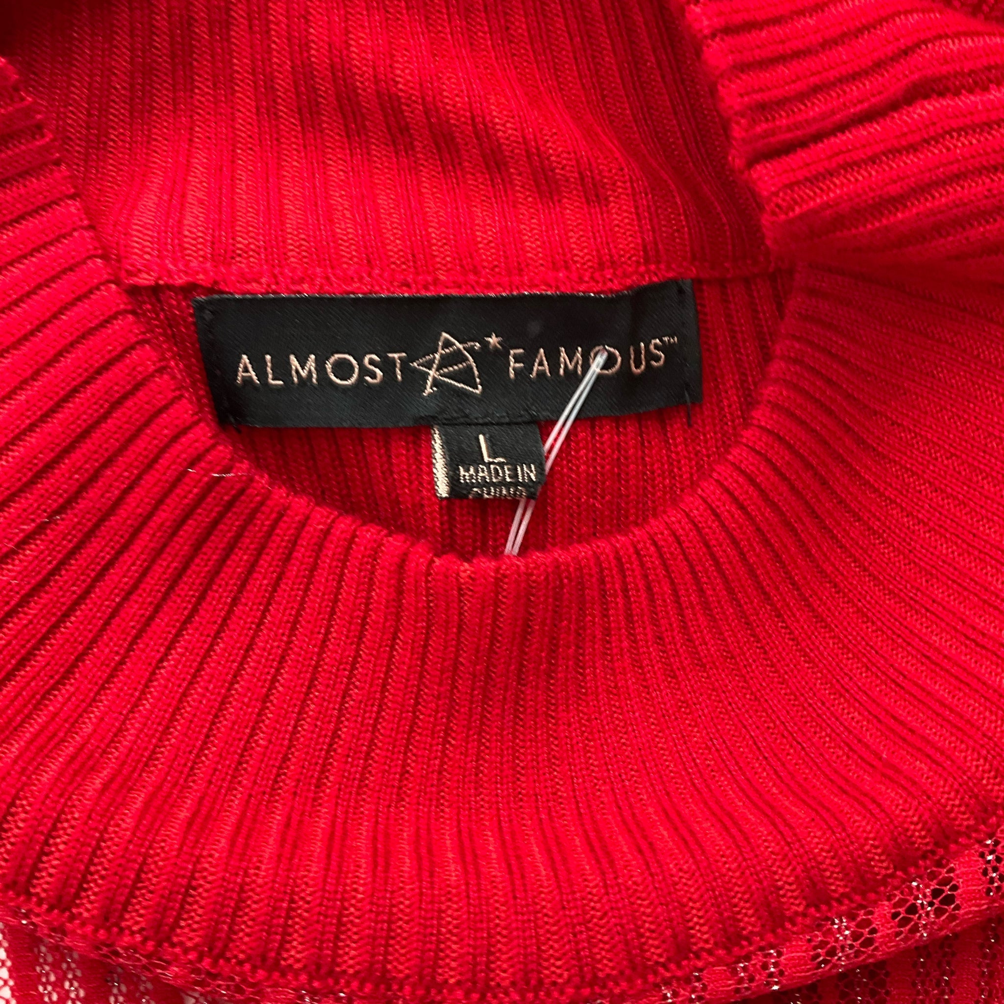 Almost Famous Red Ribbed Pre-Owned Ladeis Dress - Size Large - Margaret’s Fine Consignment