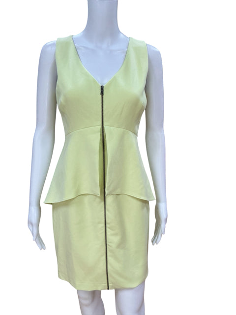 BCBGMAXAZRIA Leona V-Neck Peplum Sheath Dress Yellow Citrine Size 4