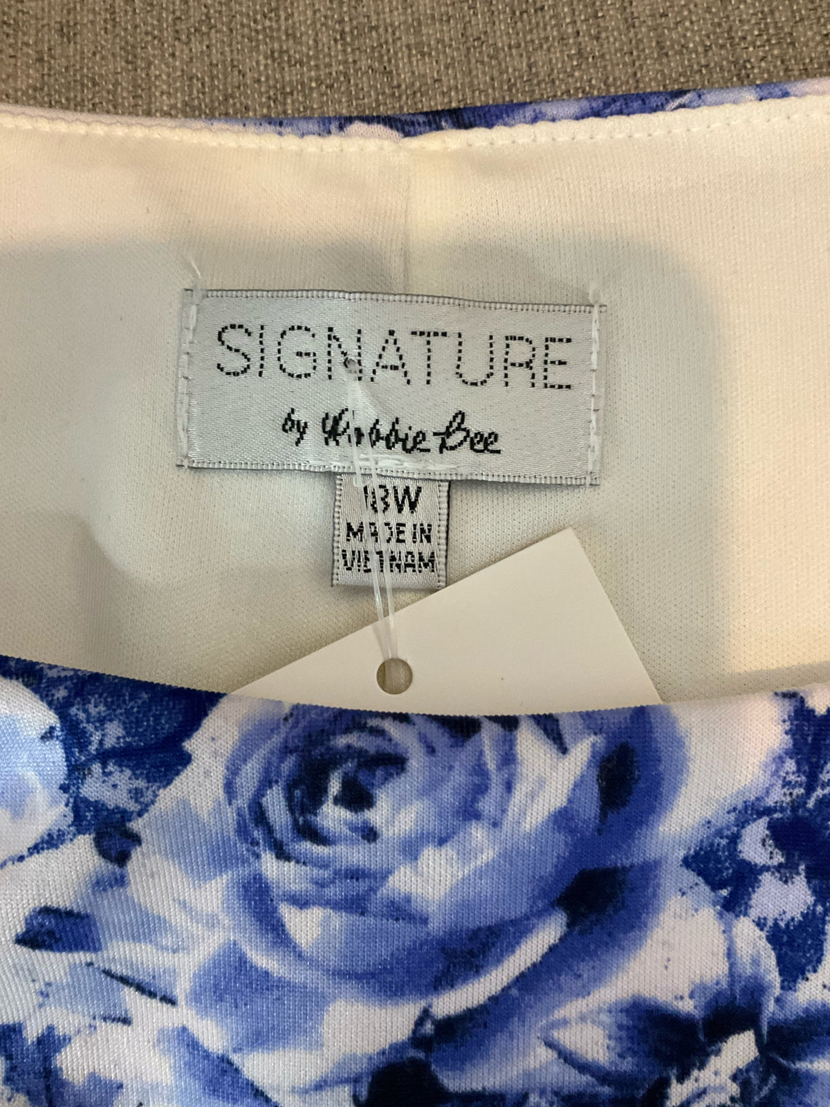 Signature by White Bee Blue & White Floral Handkerchief Hem Dress Size 18W - ONLINE ONLY