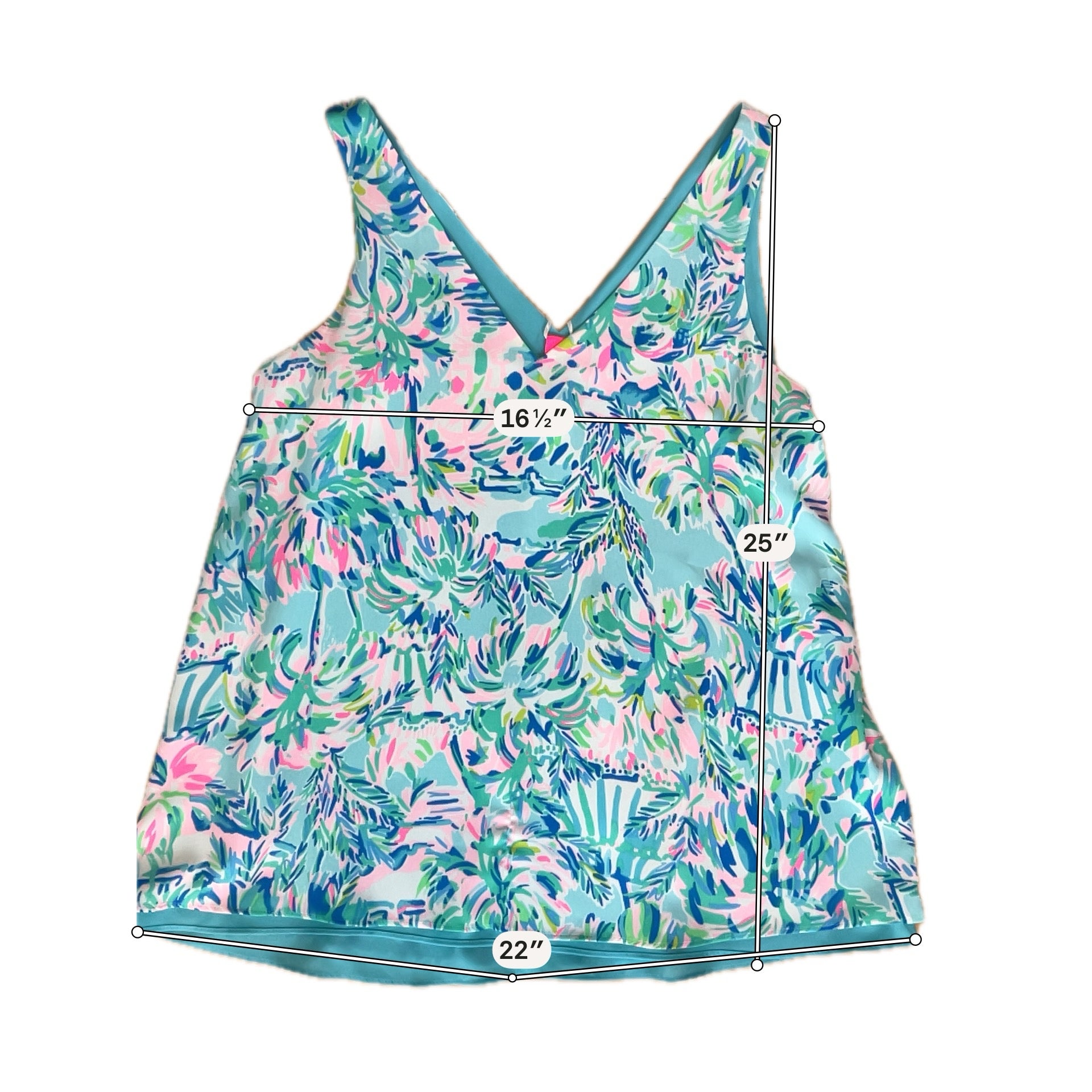 Lilly Pulitzer Florin Reversible V-Neck Tank Top Floral Aqua Pink Size Large