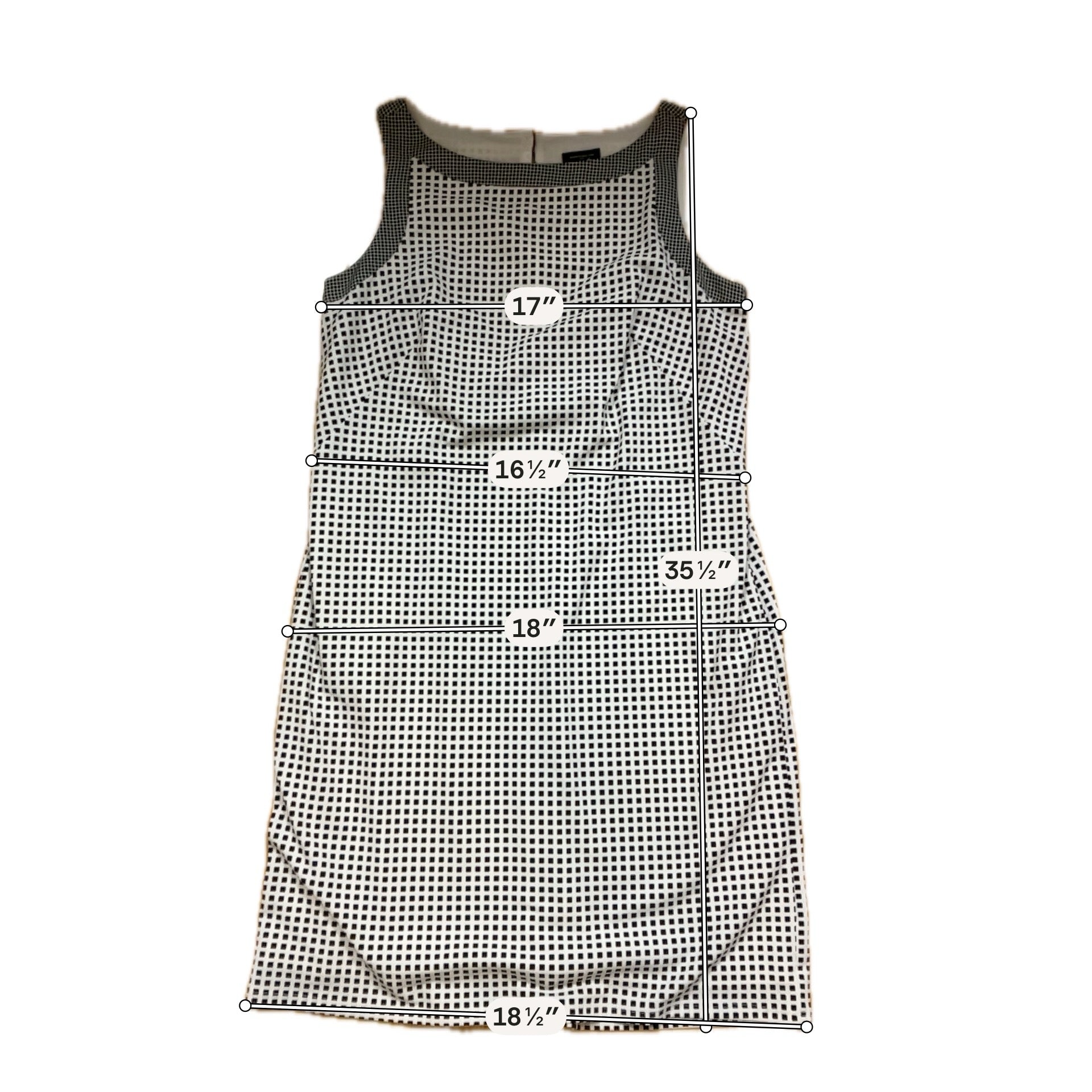 Ann Taylor Checkered Shift Dress Black White Sleeveless Size Small