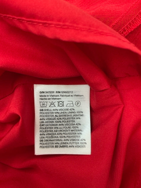 H&M Red Linen-Blend Ruffle Hem Mini Dress Size XS - ONLINE ONLY