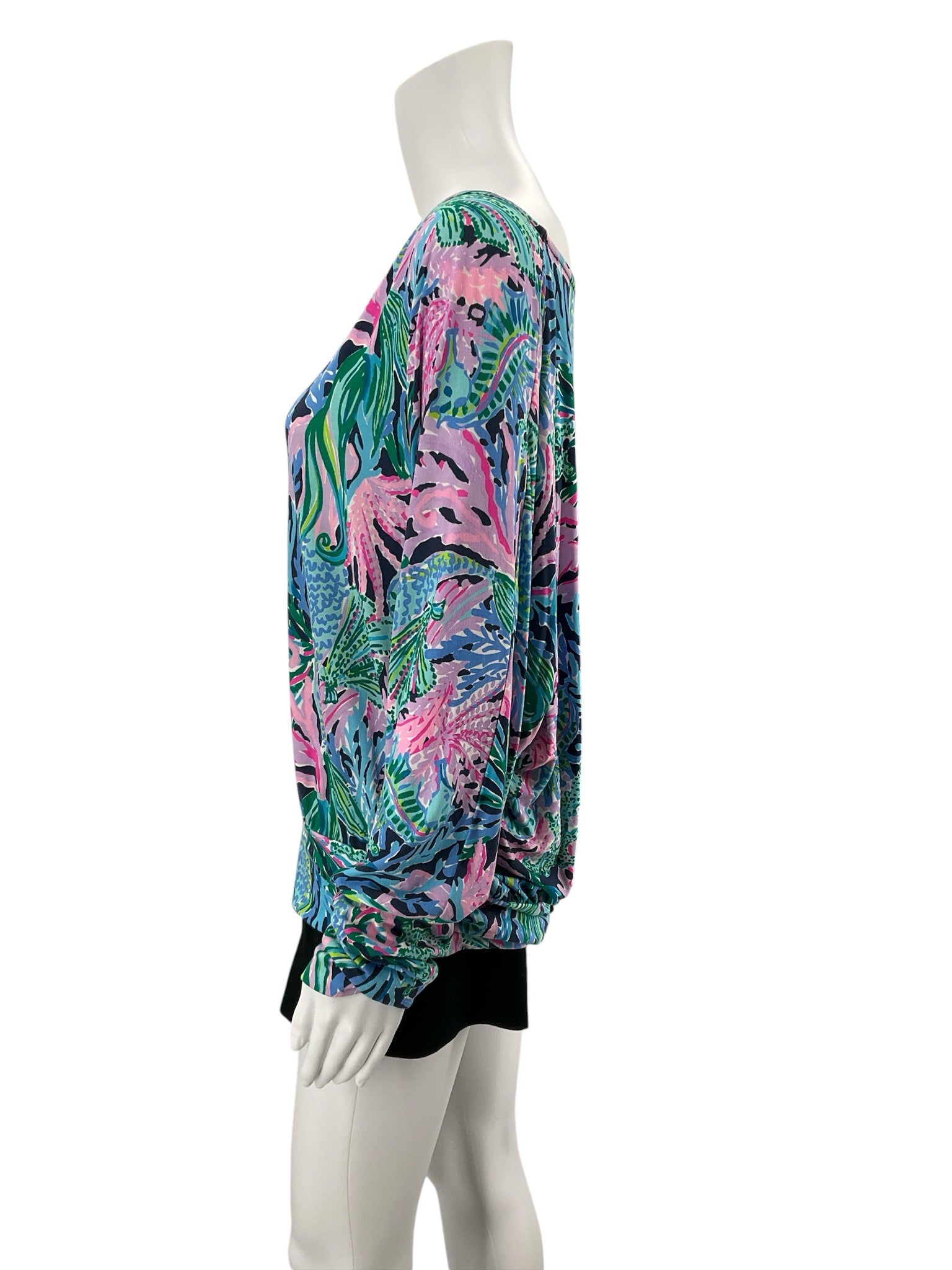 Lilly Pulitzer Neveah Top Sink Or Swim Print Blouson Dolman Sleeve L
