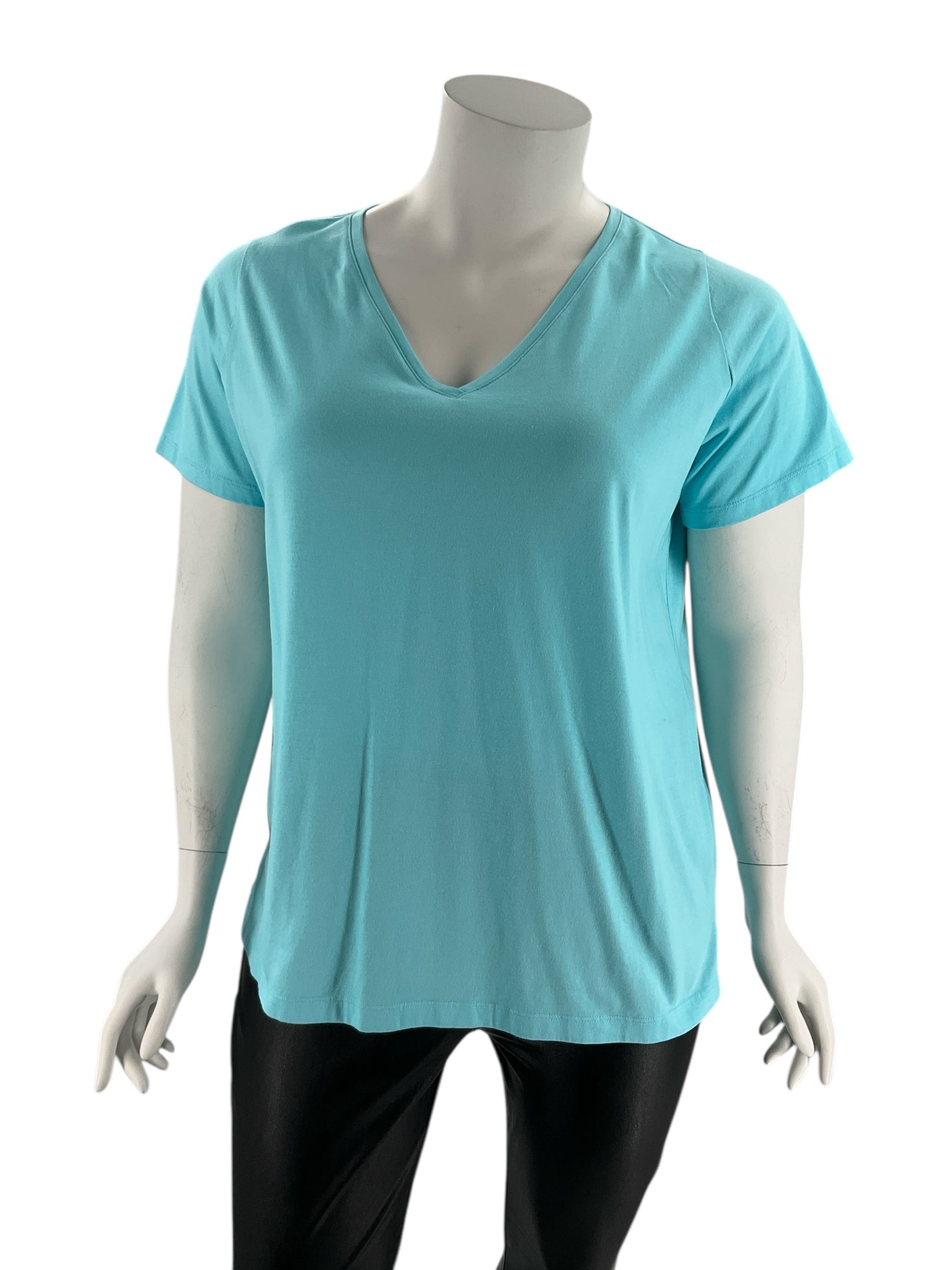 Lands End Aqua Solid Pre-Owned Ladies Casual Top - Size 1X