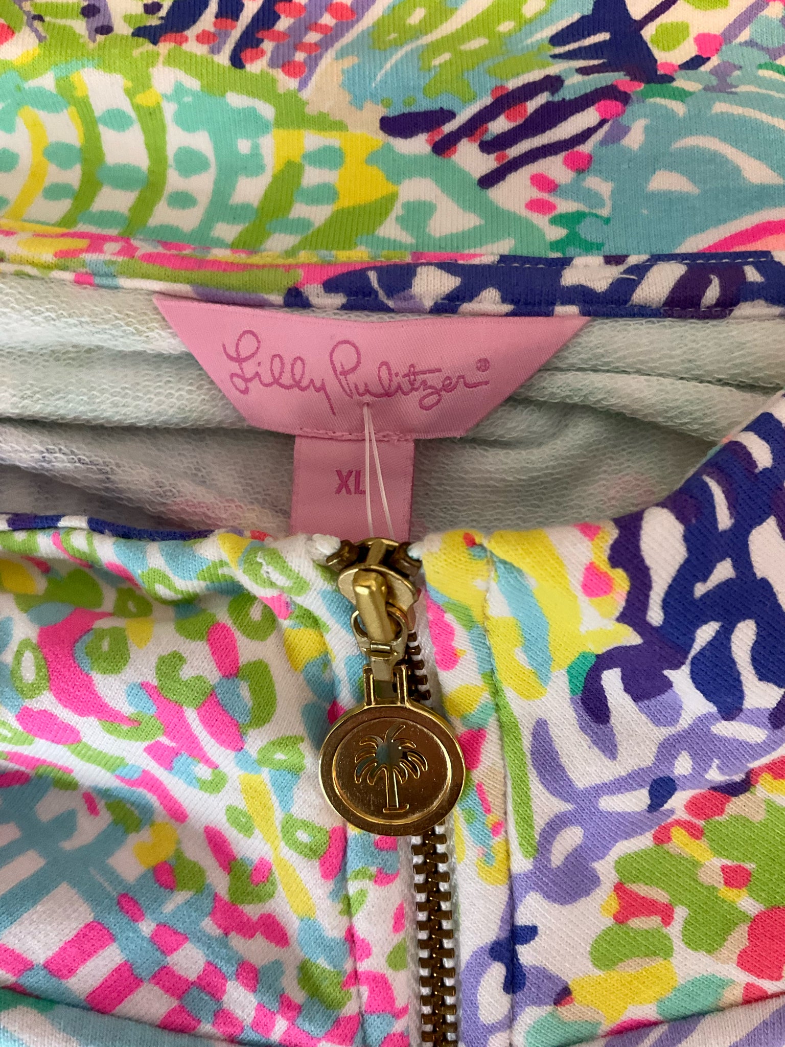 Lilly Pulitzer white/blue/pink Jacket Skipper Popover Jacket Jellies Be Jammin Print XL - Size XL
