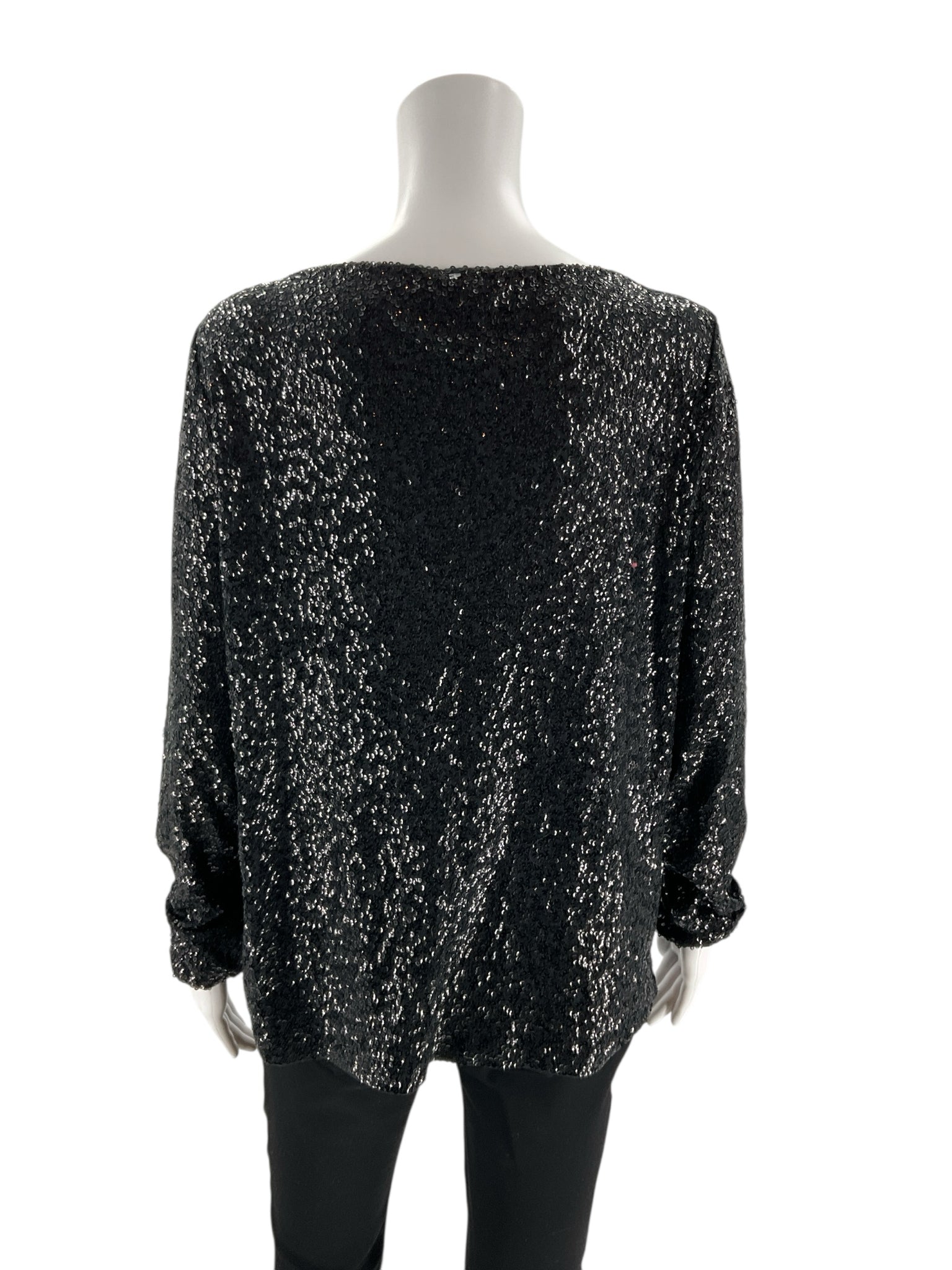 J Crew - Black Sequins Pre-Owned Ladies Casual Top - Size XL