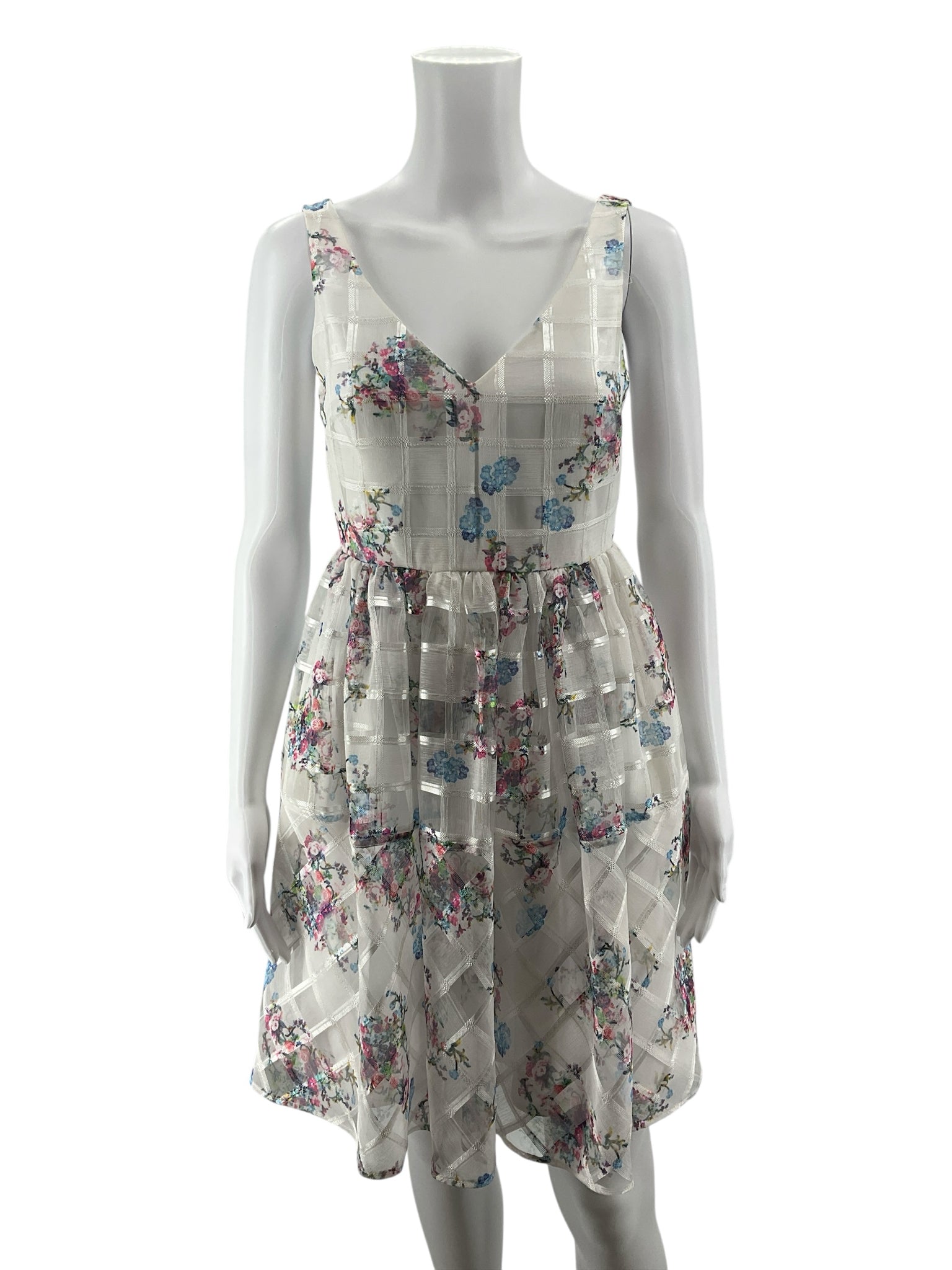 Maeve by Anthropologie Taffina Floral Grid Overlay Dress Size 0