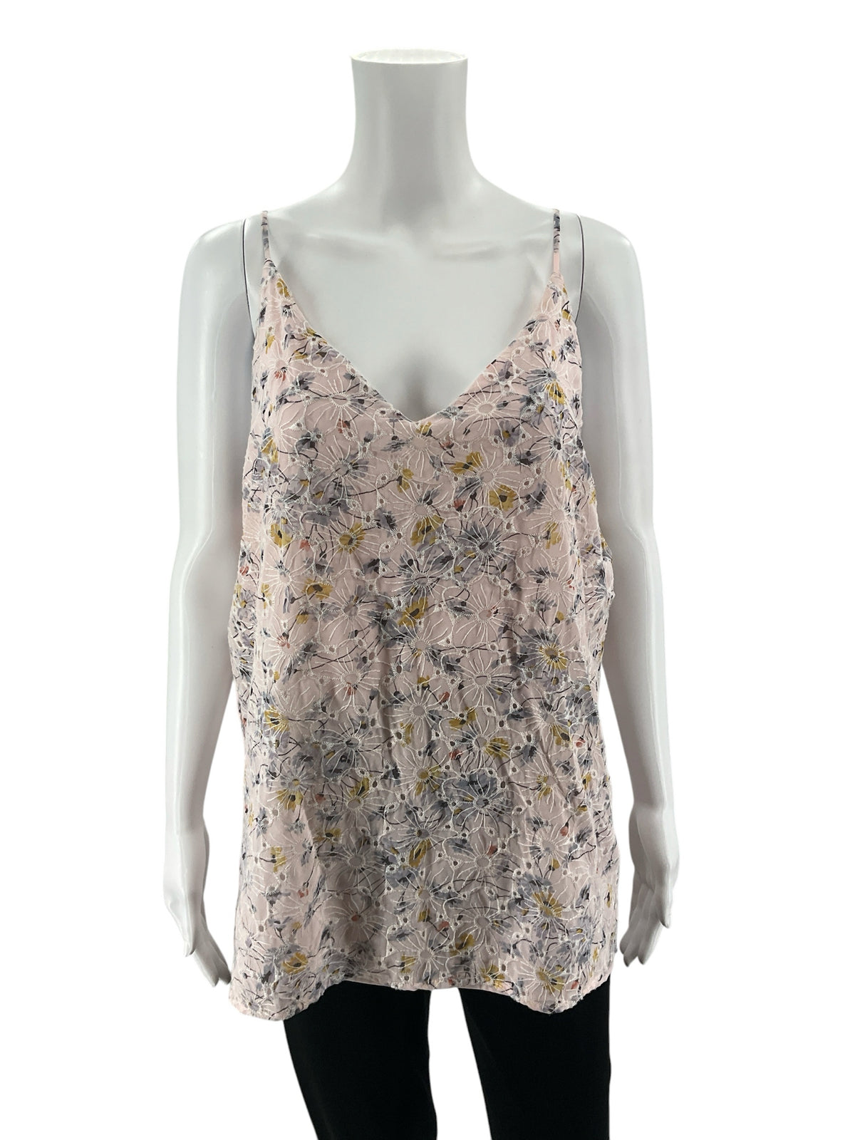 LOFT Floral Embroidered V-Neck Cami Tank Top Size Large - ONLINE ONLY