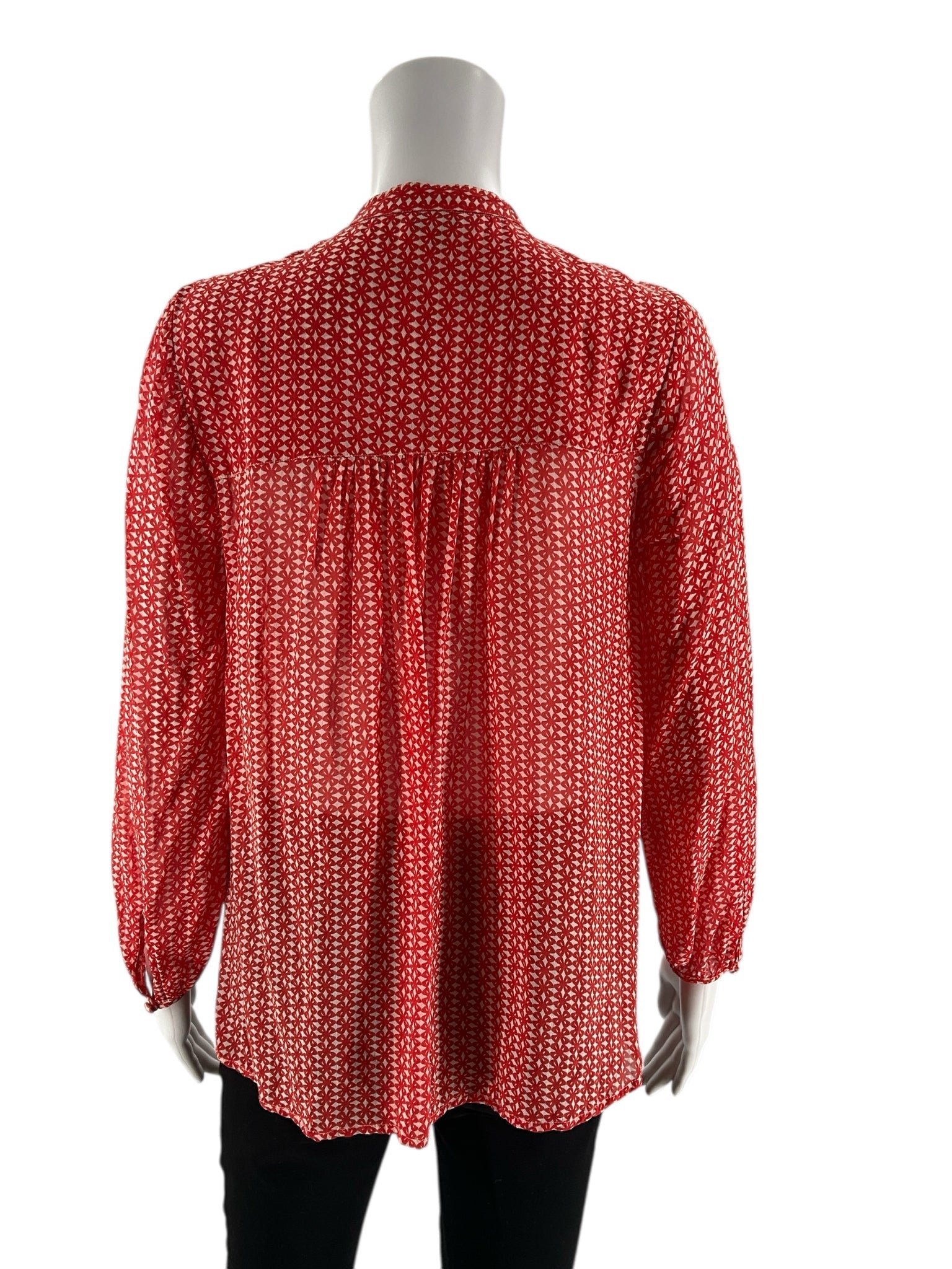 Lucky Brand - orange/ecru Print Pre-Owned Ladies Casual Top - Size S