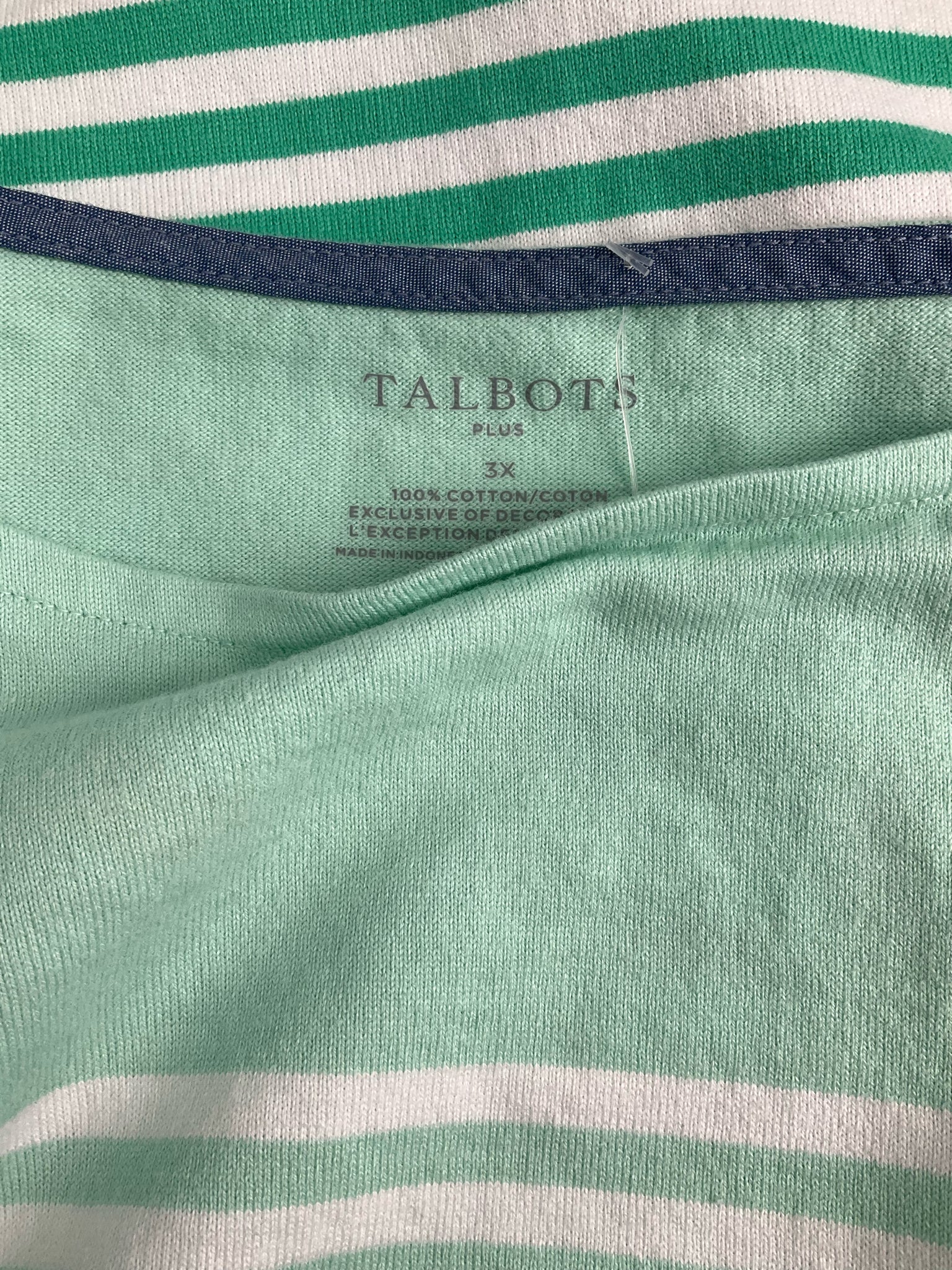 Talbots Green/White Stripe Pre-Owned Ladies Top - Size 3X