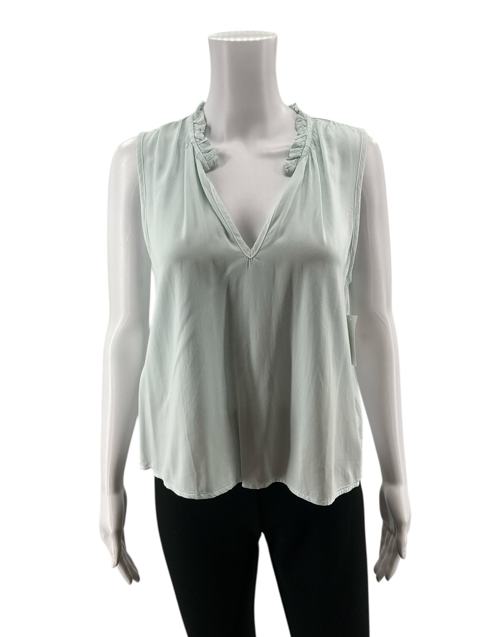 Cloth & Stone mint Sleeveless Seafoam Ruffle V-Neck ECOVERO Swing Tank Top NWT Size XS - Size XS