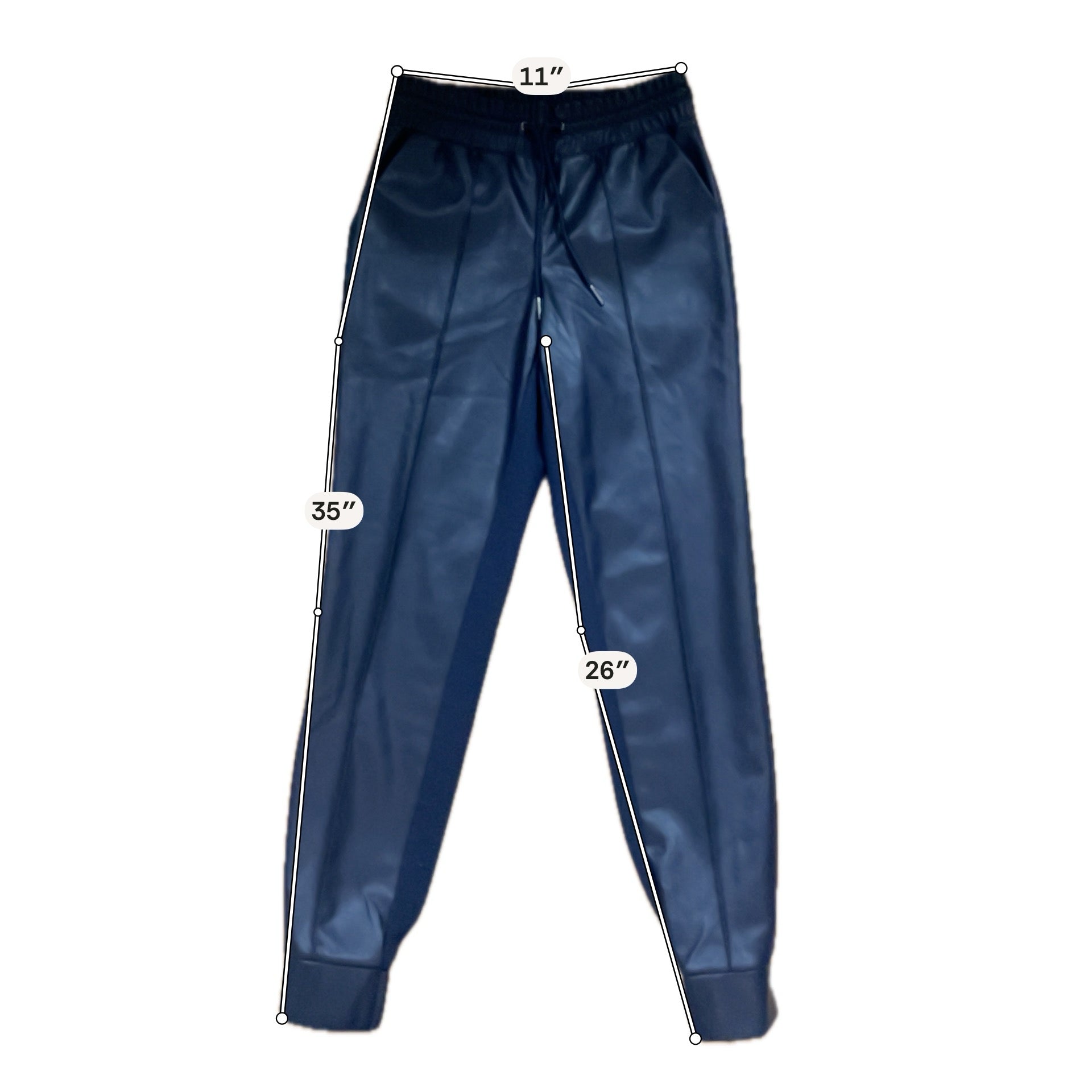 G by Giuliana Black Label Faux Leather Ponte Knit Jogger Pants Navy XXS