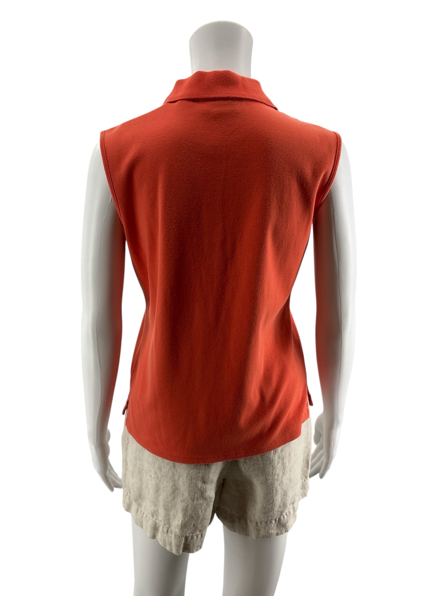 Ralsey Sleeveless Polo Top 100% Cotton Coral Orange Embroidered Cocktail Medium