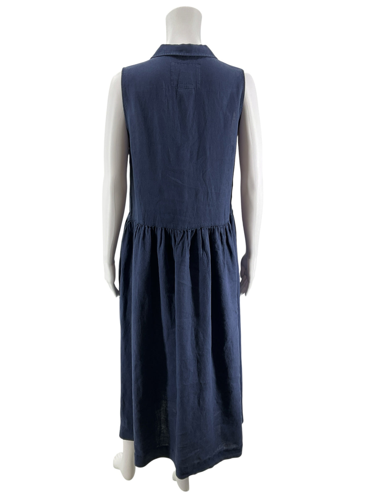 Frank & Eileen Daphne Sleeveless Navy Blue 100% Linen Maxi Dress Size Small - ONLINE ONLY