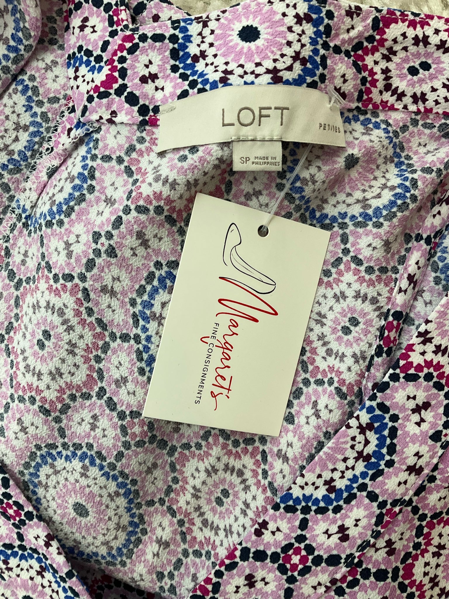 Loft Petites Geometric Medallion Flutter Sleeve Peplum Top Small Petite