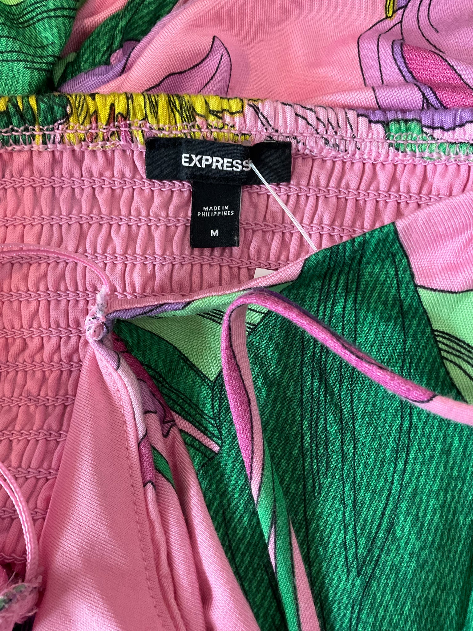 Express pink/purple/green Maxi Floral V-Neck Spaghetti Strap Maxi Dress Size Medium - Size M