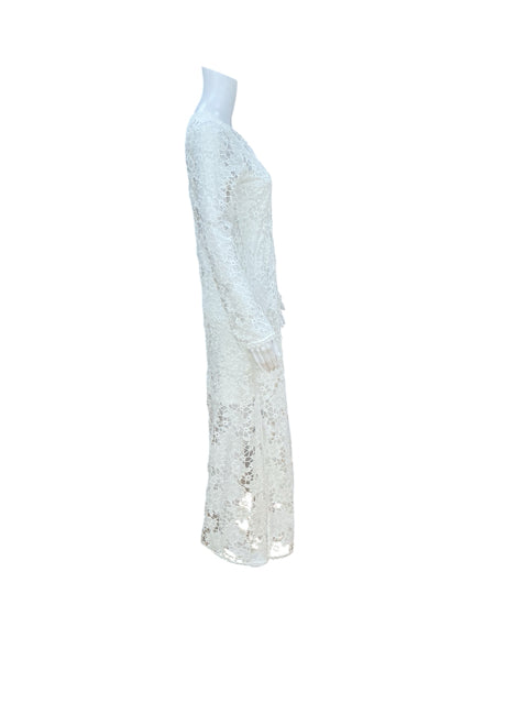 Johnny Was Arina White Floral Lace Maxi Dress Boho Long Sleeve XS - ONLINE ONLY