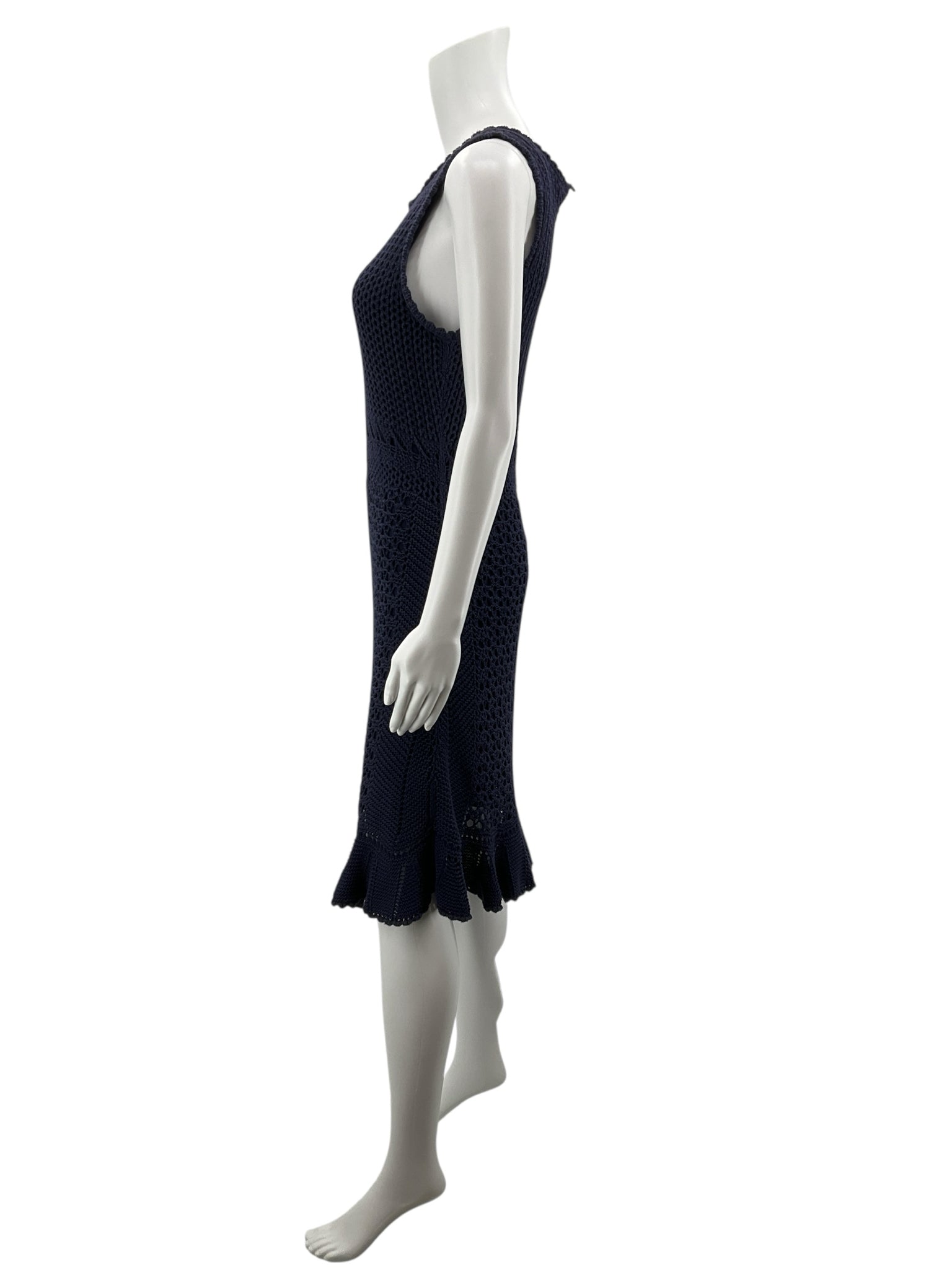 Lilly Pulitzer Talli Crochet Knit Midi Dress Navy Blue Size Medium