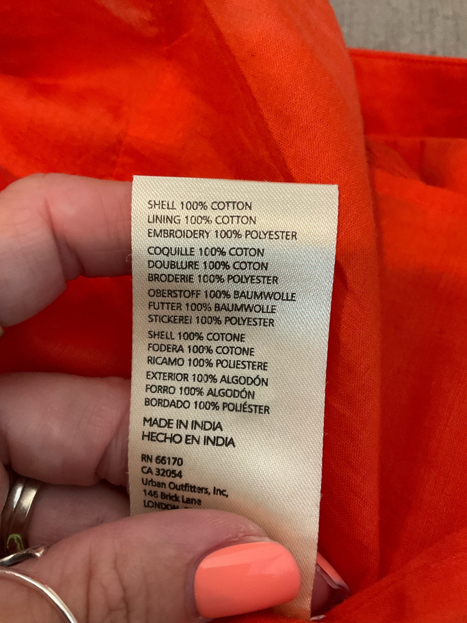 Anthropologie Orange Embroidered Scalloped Hem Cotton Blouse Size XS