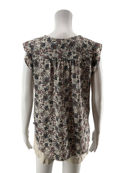 LOFT Petite Floral V-Neck Sleeveless Blouse Top Size Medium Petite