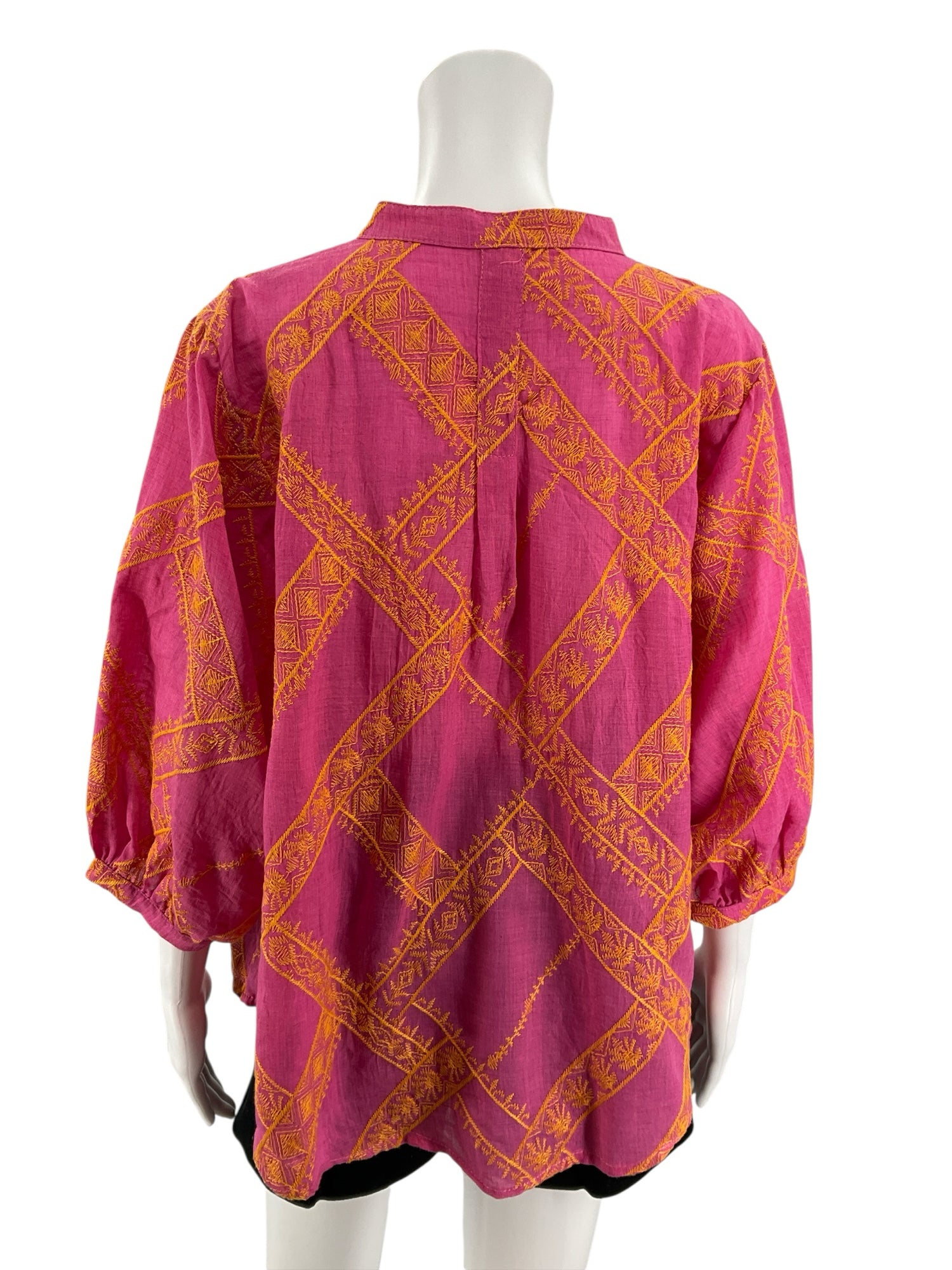 Ivy Jane Pink &amp;amp; Orange Embroidered Boho Tunic Top S/M