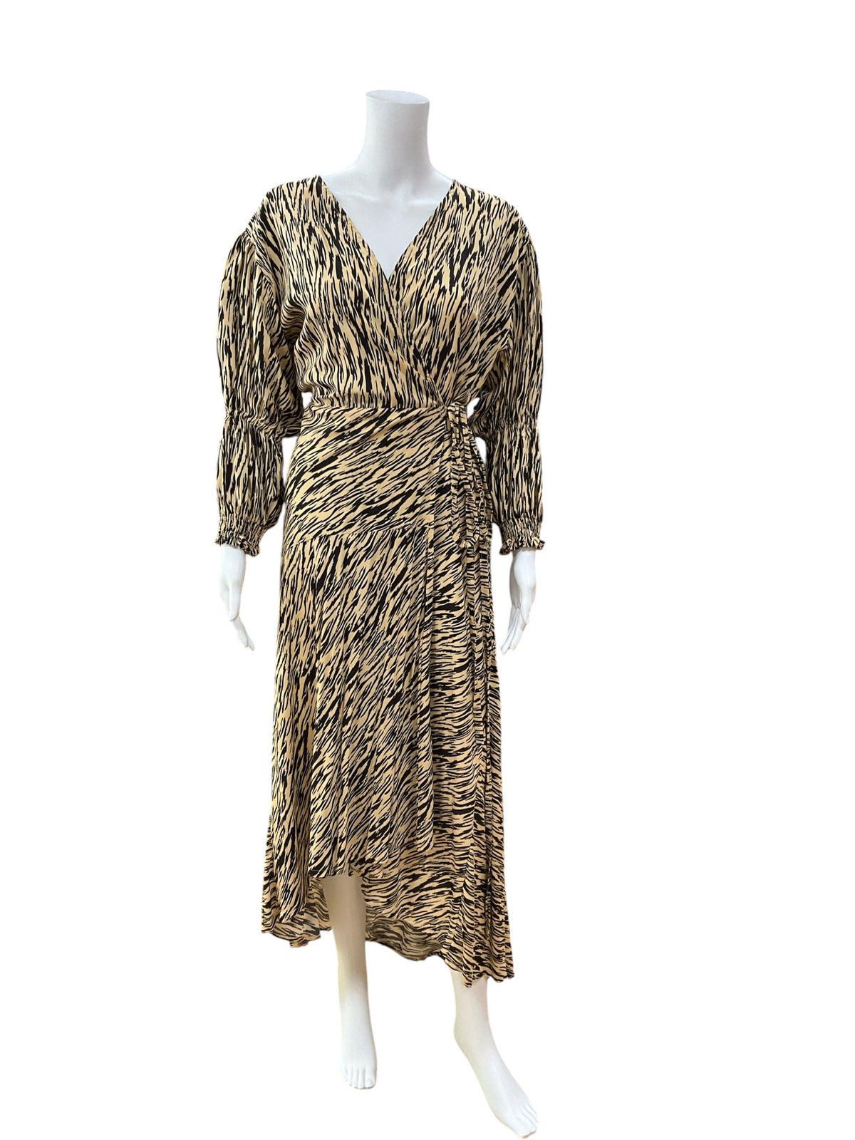 ELF Handmade Animal Print Wrap Dress Duster | Size L | 100% Rayon Bali Made - ONLINE ONLY