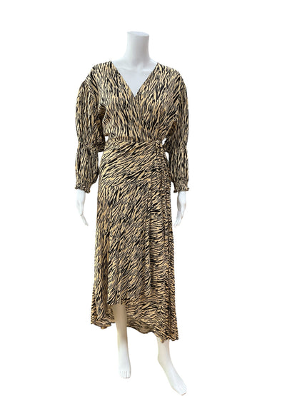 ELF Handmade Animal Print Wrap Dress Duster | Size L | 100% Rayon Bali Made - ONLINE ONLY