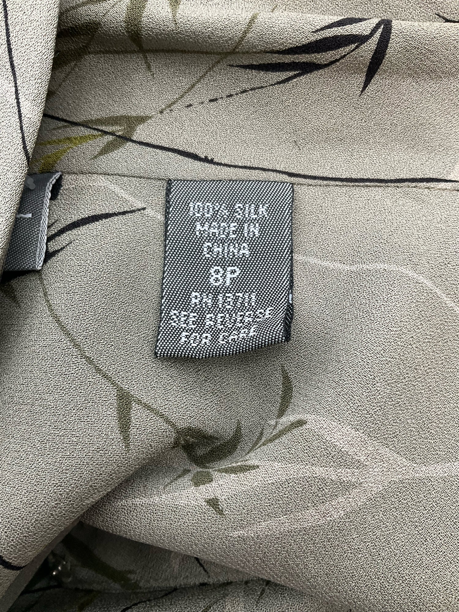 Kate Hill Olive/Multi Print Pre-Owned Ladies Blouse -  Size 8 Petite