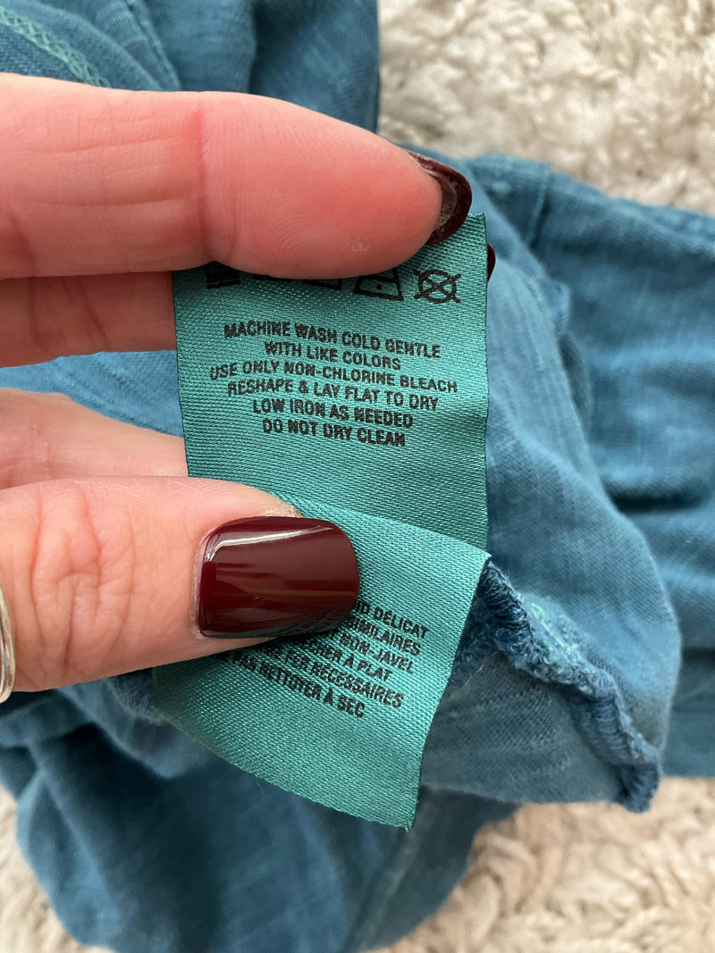Maeve Turquoise Washed Pre-Owned Ladies Top - Size Large