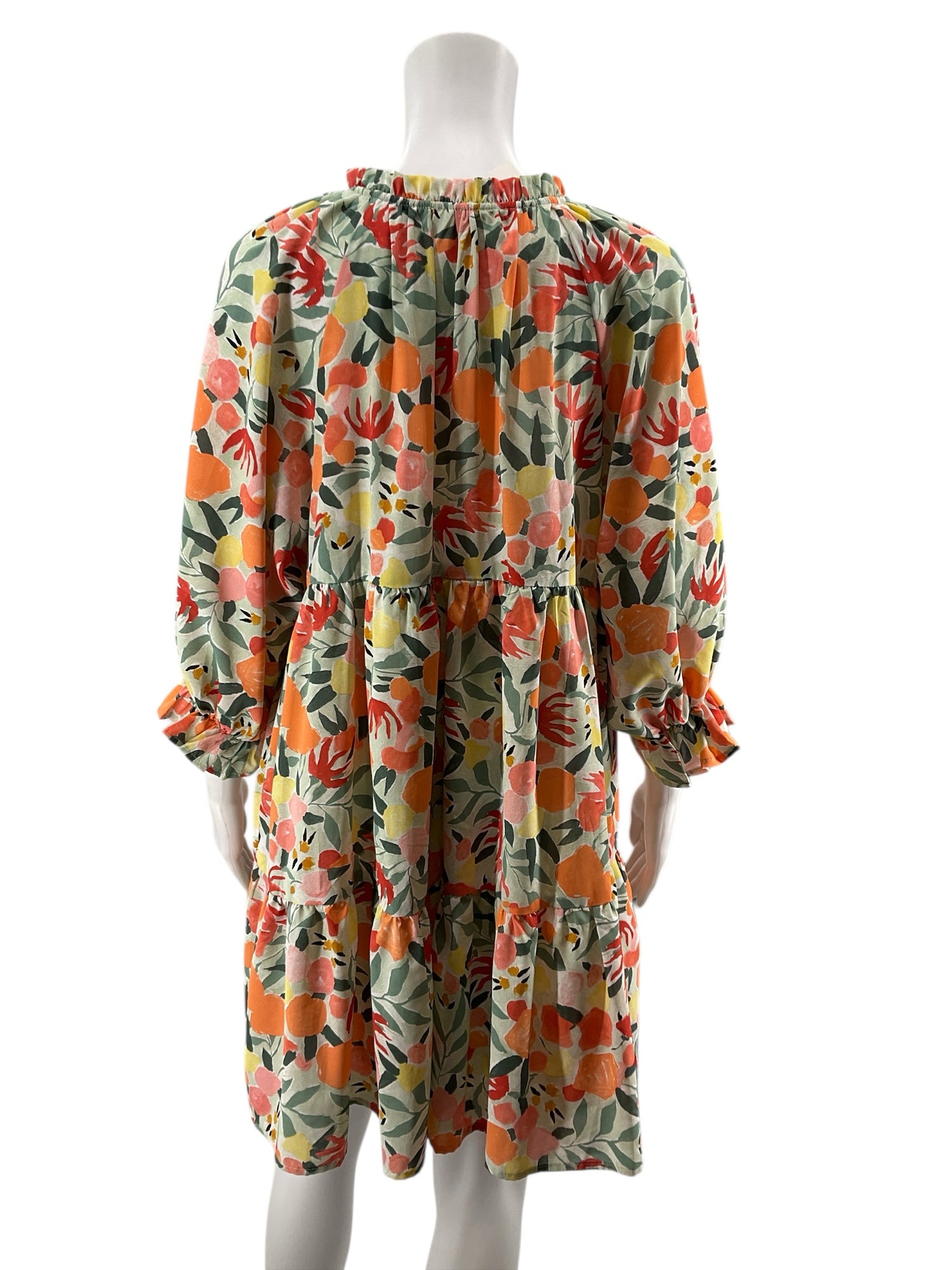 Entro Floral Ruffle V-Neck Tiered Babydoll Dress Size Small - ONLINE ONLY