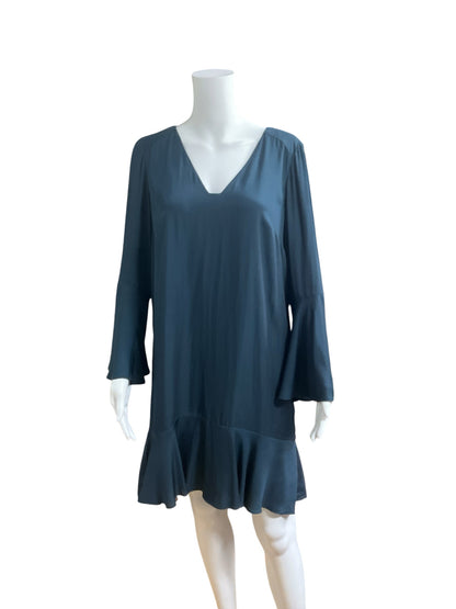 Maeve by Anthropologie Turquoise Solid V-Neck Bell Sleeve Dress Size M - ONLINE ONLY