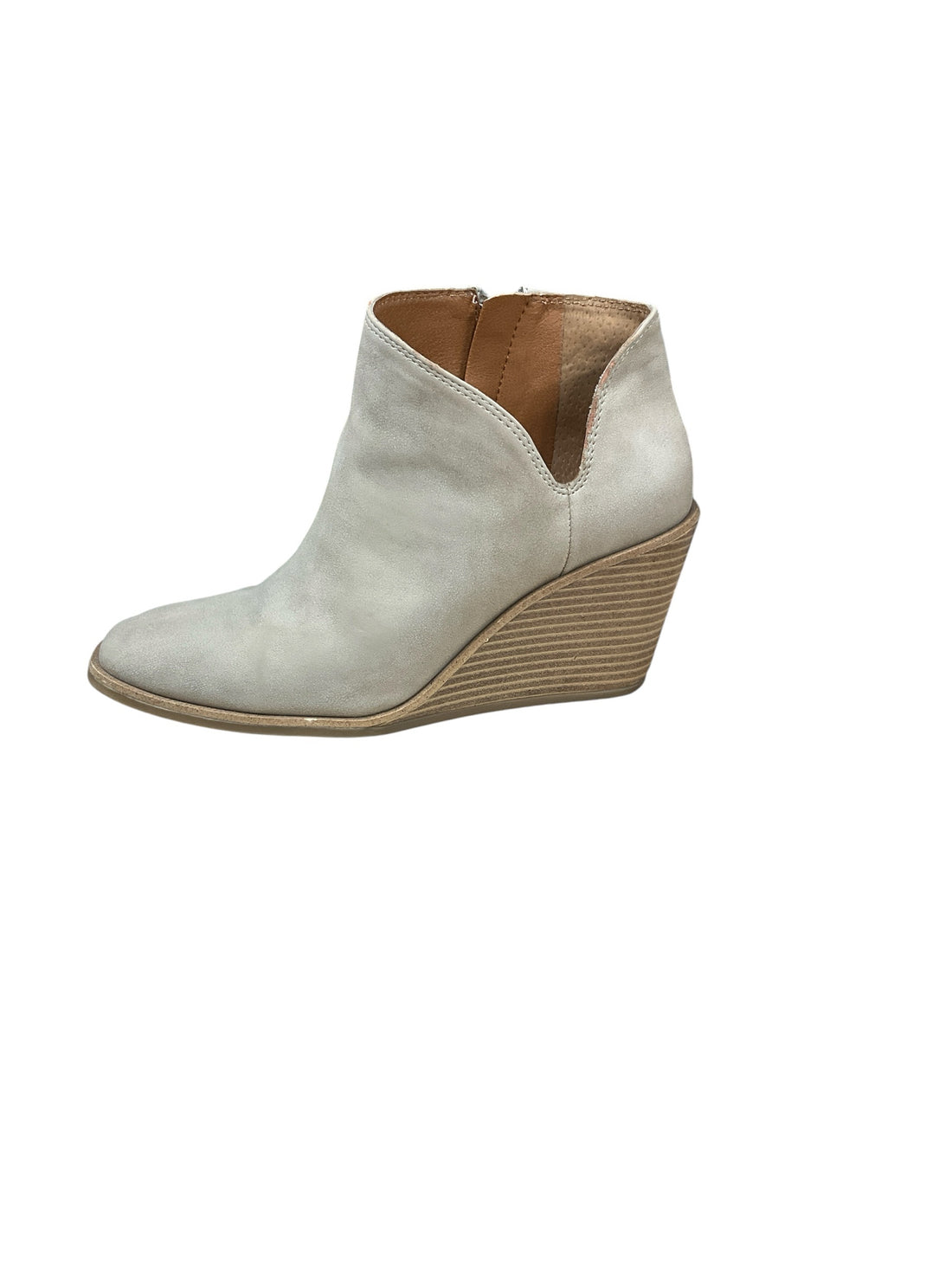 Lucky Brand Womens Tan Suede Wedge Ankle Booties | Size 8 M