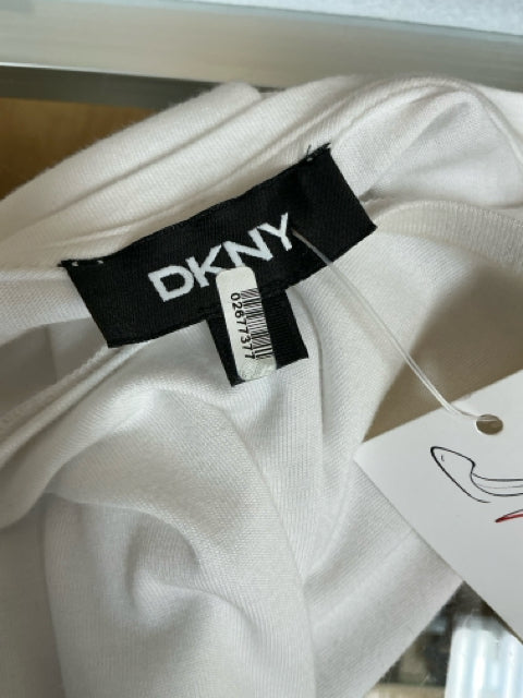 DKNY Colorblock Tie-Waist Midi Dress White Black Asymmetrical Hem Size Small - ONLINE ONLY