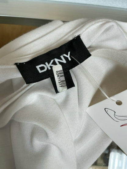 DKNY Colorblock Tie-Waist Midi Dress White Black Asymmetrical Hem Size Small - ONLINE ONLY