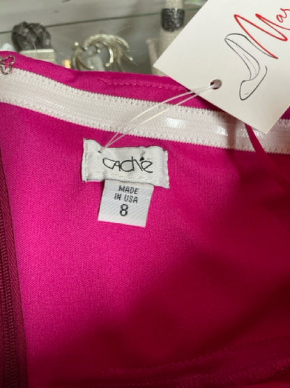 Cache One Shoulder Ruched Bodycon Cocktail Dress Magenta Size 8