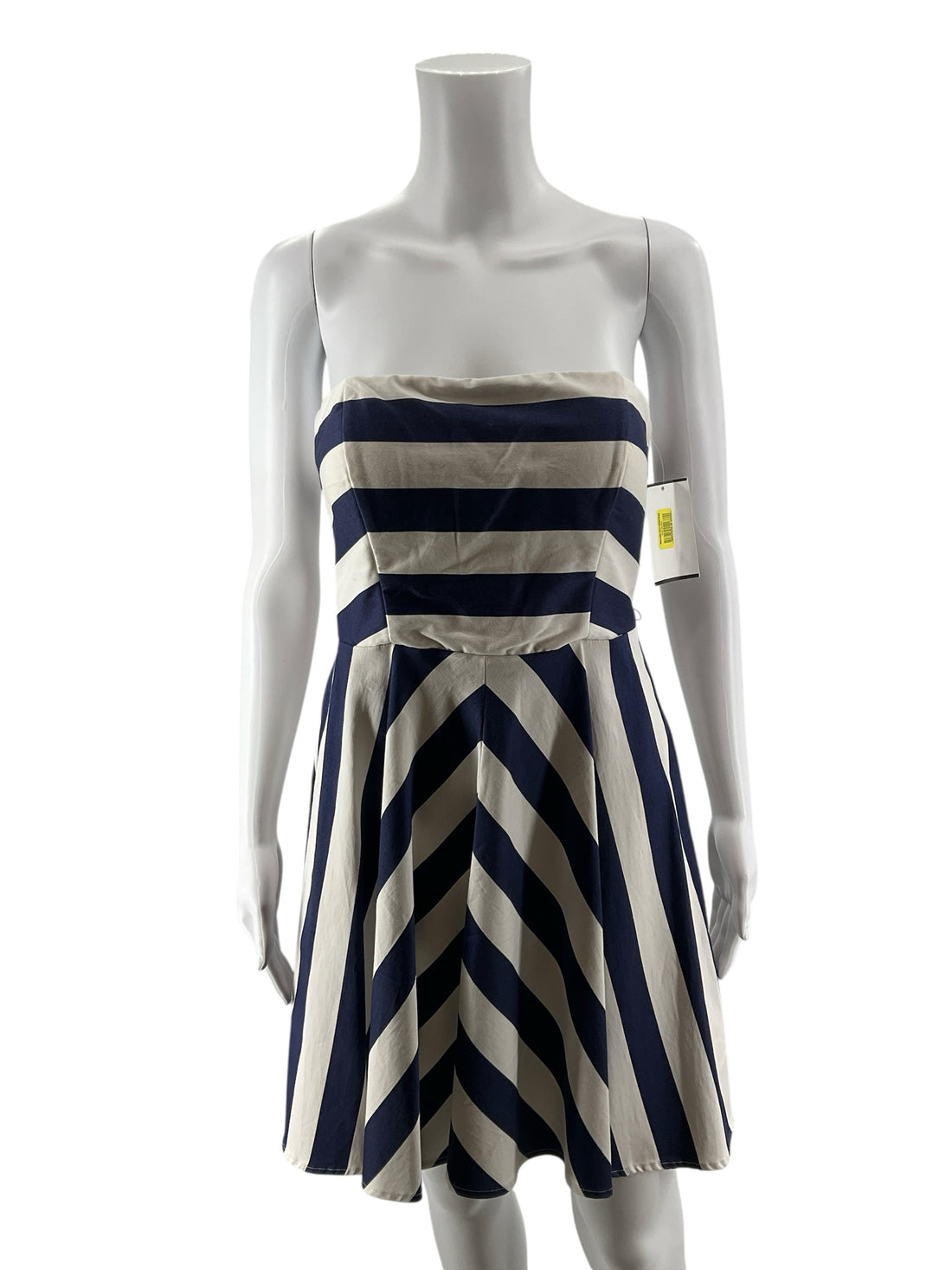 Jodi Kristopher Size 7 white/navy Stripe Pre-Owned Ladies Dress
