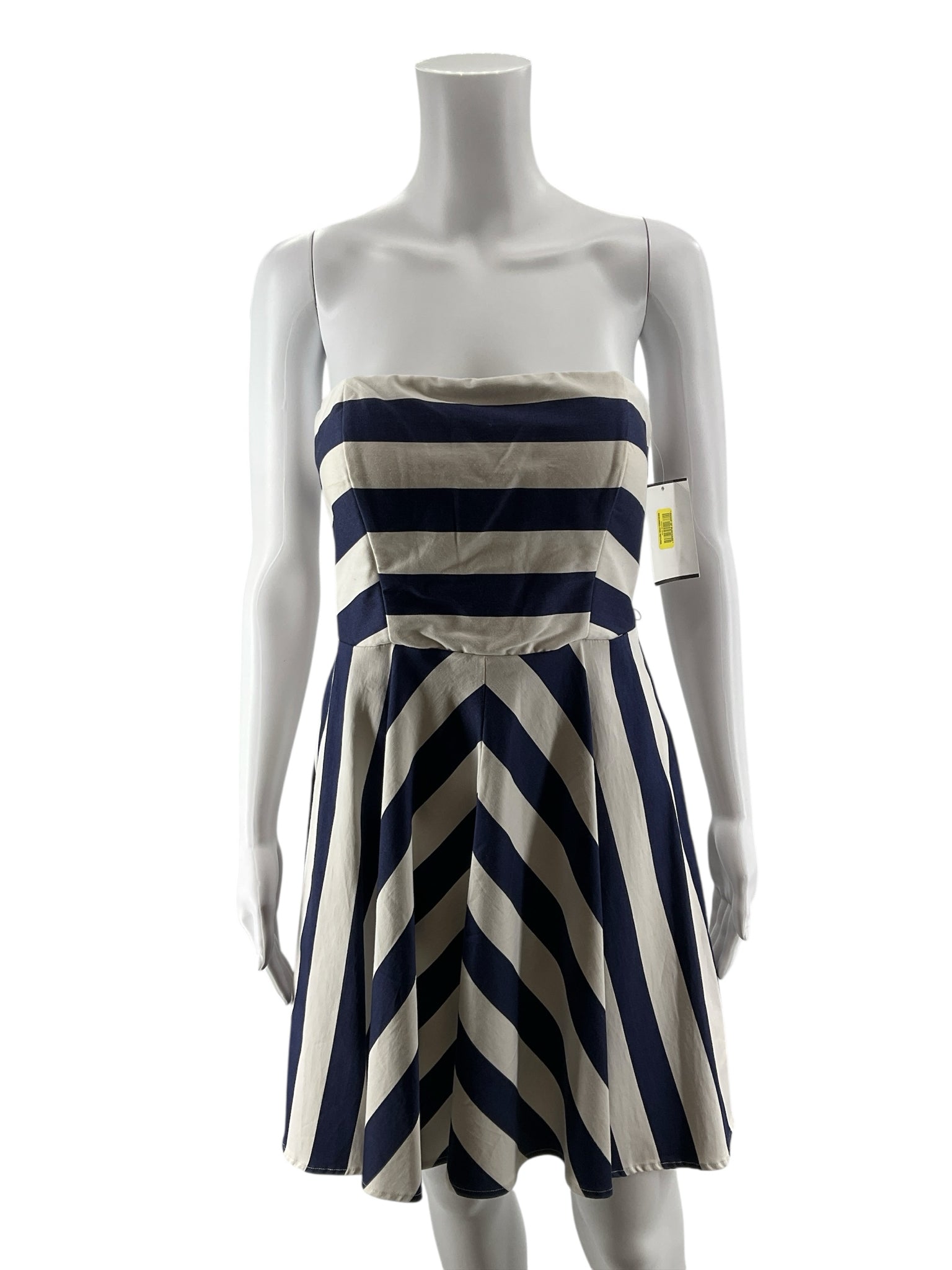 Jodi Kristopher Size 7 white/navy Stripe Pre-Owned Ladies Dress