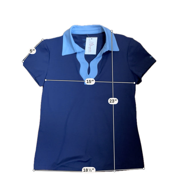 J. McLaughlin navy/blue Short Sleeve Jamey Polo Catalina Cloth Top Navy Blue Size Small - Size S