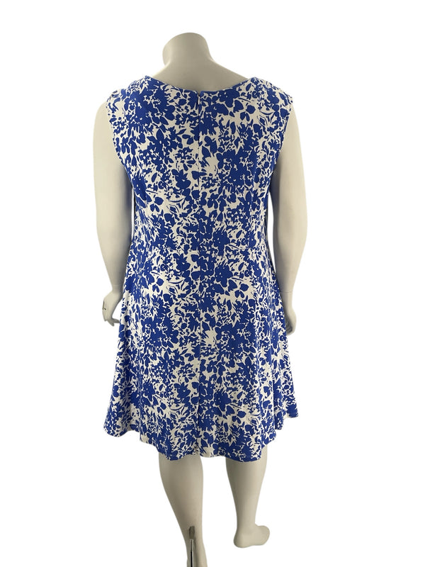 Talbots White/Blue Print Pre-Owned Ladies Dress - Size 2X - Margaret’s Fine Consignment