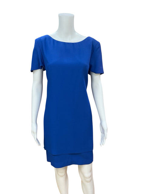 Donna Ricco Blue Sheath Vintage Cobalt Blue Sheath Dress Short Sleeve Made in USA Size 8 - Size 8