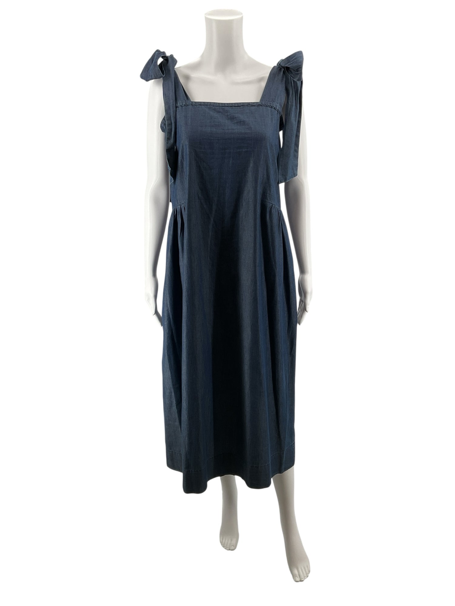 Hatch The Anaelle Tie Shoulder Midi Dress Indigo Blue Size Small