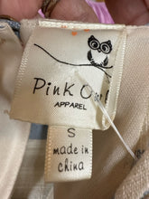 Pink Owl tan/blue Mini Striped Halter Mini Dress Blue Ivory Cotton Sundress Size Small - Size S