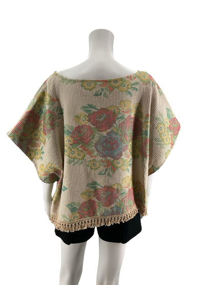 Ivy Jane Boho Floral Jacquard Fringe Top Size Large