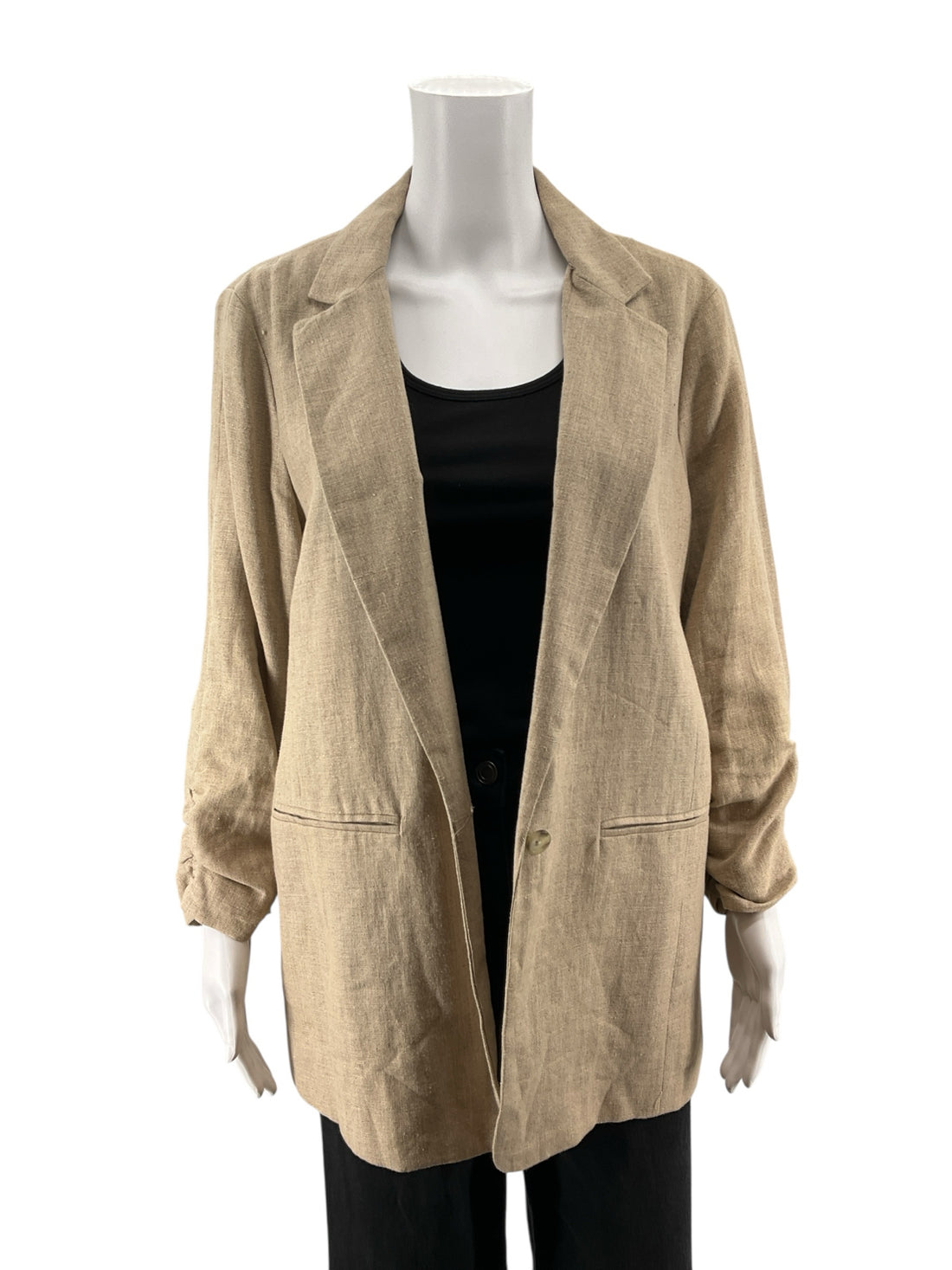 Michael Kors Tan Solid Pre-Owned Ladies Blazer - Size 14 - Margaret’s Fine Consignment