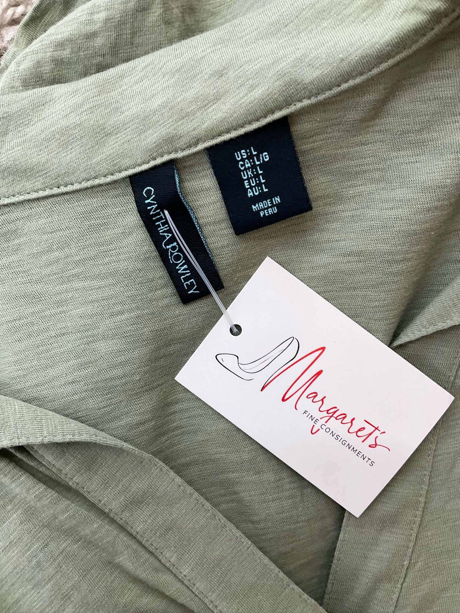 Cynthia Rowley Olive Solid Pre-Owned Ladies Top - Size Large - Margaret’s Fine Consignment