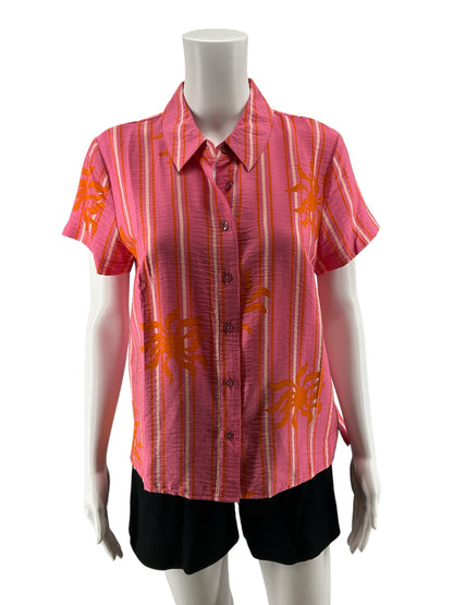cabi Solstice Top Sun Print Button Up Camp Shirt Size Small