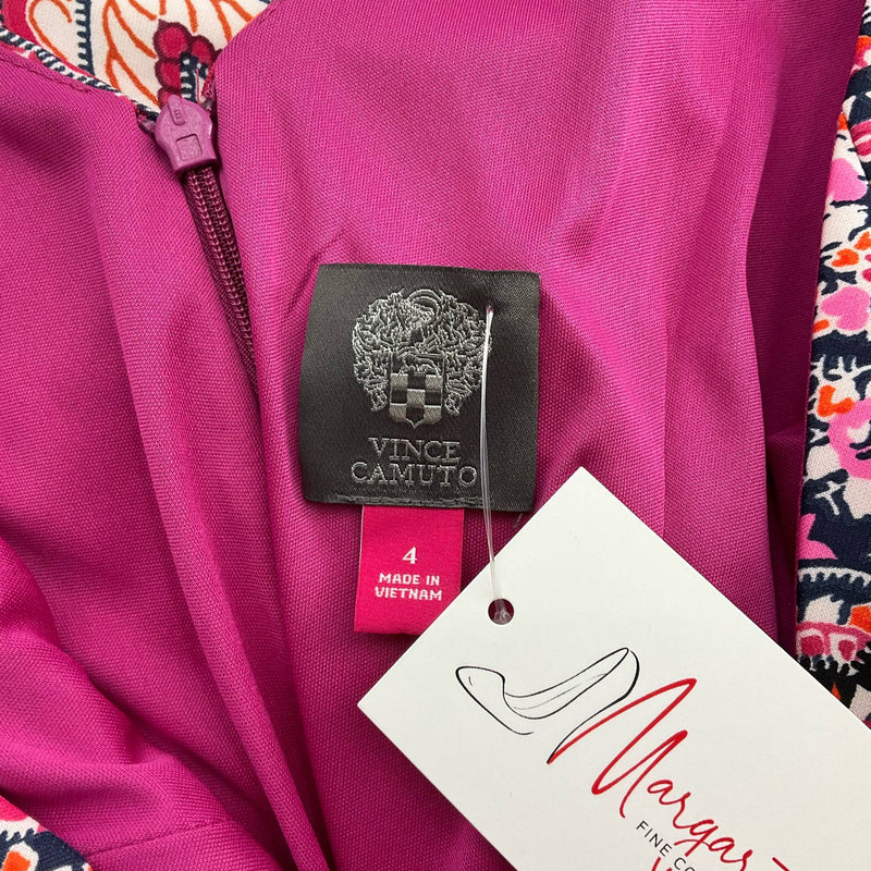 Vince Camuto Pink/Navy/Orange Print Pre-Owned Ladies Dress - Size 4 - Margaret’s Fine Consignment